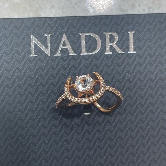 Lot of 2 Rings Nadri Wishes Crystal Nordstrom Gold / Black Stone & Rose Gold - Picture 6 of 15